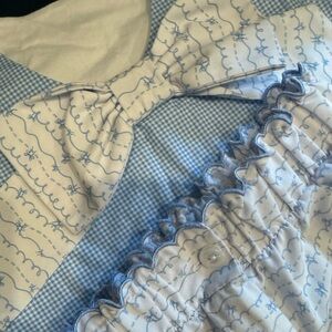 Blue and White Gingham Dress with Bow